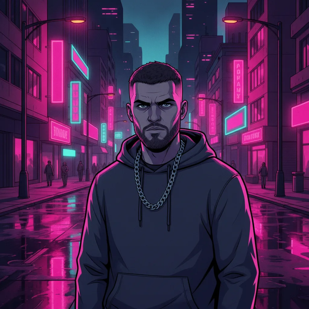 Rugged protagonist at dusk