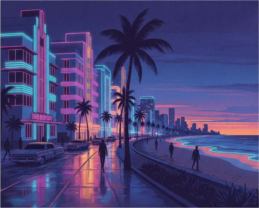 Ocean drive after dark