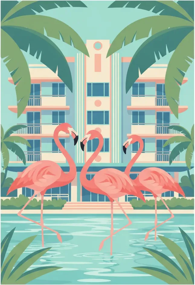Flamingos and art deco